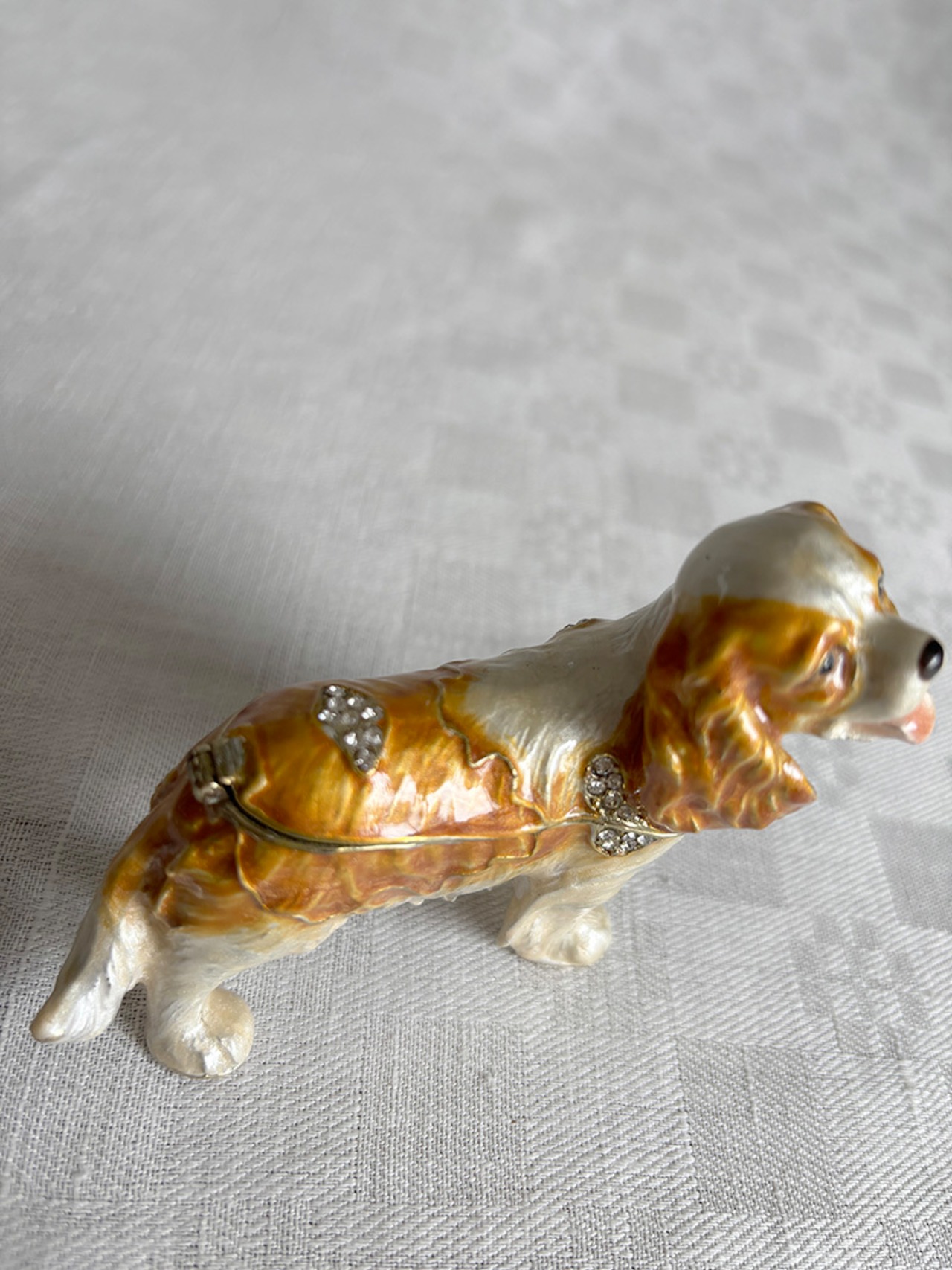 ジュエリーボックス　トリンケンボックス　キャバリアキングチャールズスパニエル　ラインストーン