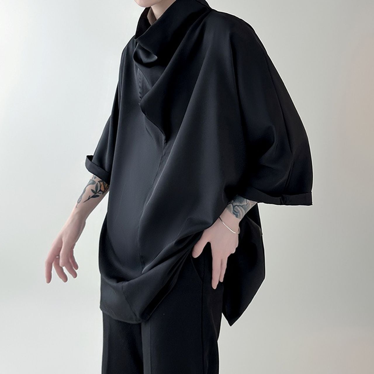 Irregular ice silk sleeve T-shirt(MT1205)