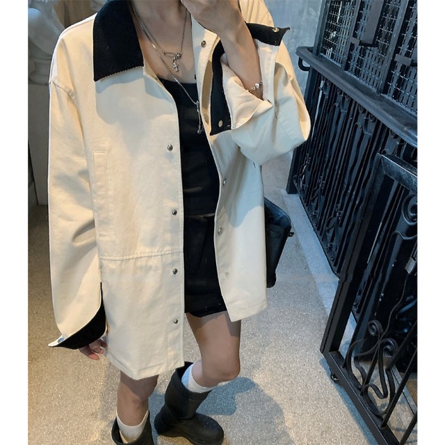 コントラストカラードロストカバーオール［S-L］