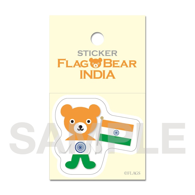 FLAG BEAR STICKER ＜INDIA＞ インド （小（S））