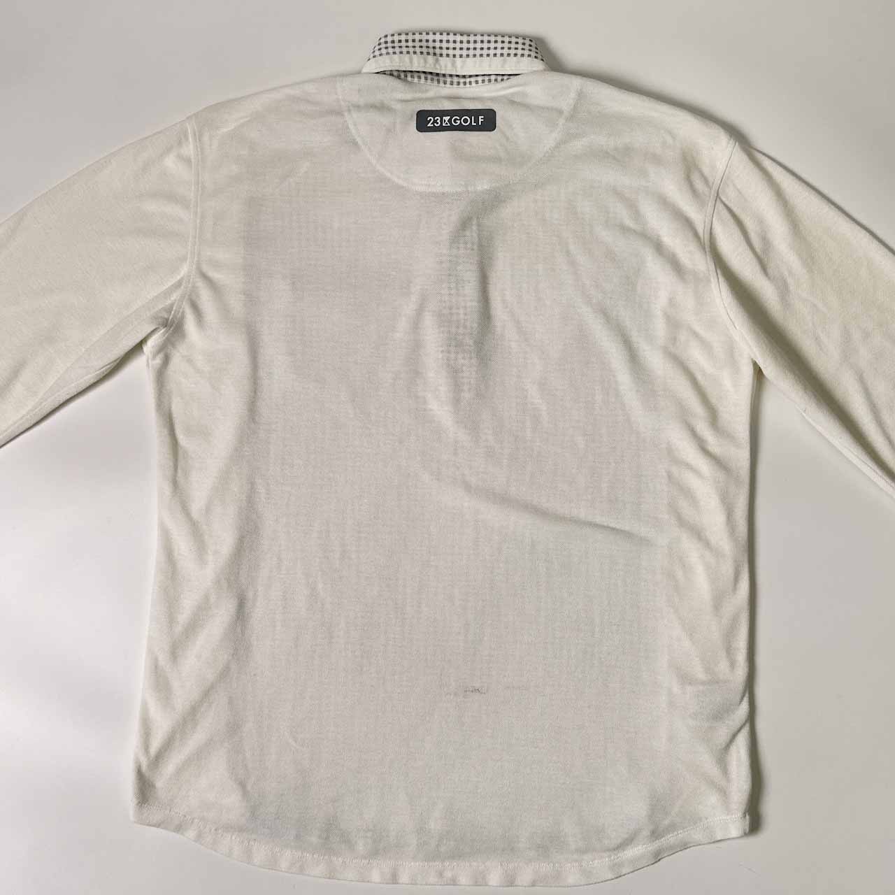 23区 GOLF ニジュウサンク チェック BD ボタンダウン 長袖 シャツ M/ホワイト×グレー メンズ ゴルフ