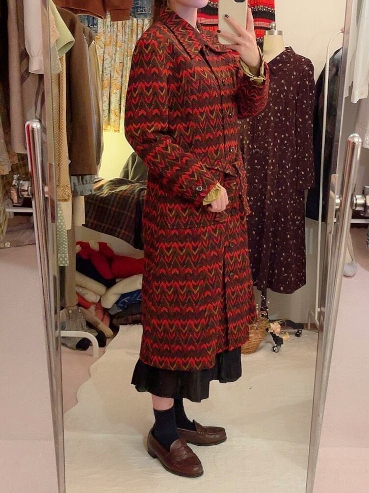 70s jacquard knit coat