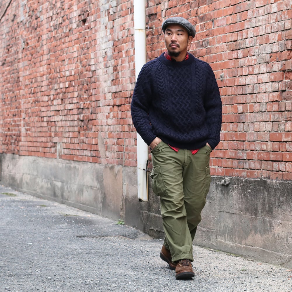 INVERALLAN インバーアラン NAVY 1A ハンドニット ウール クルーネック 