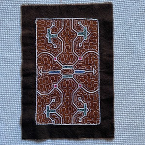 小型布　泥染め刺繍　パステルカラー1　20x30cm