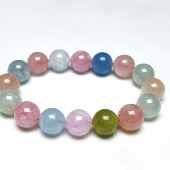 ミックスカラーベリル ブレスレット 13mm 一点物 メール便可 [M便 1/10] 111-48913