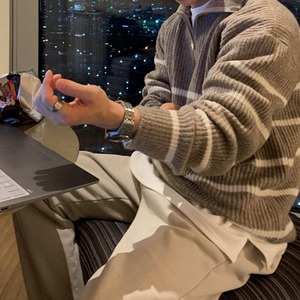 ボーダージップアップニット　MT0080085