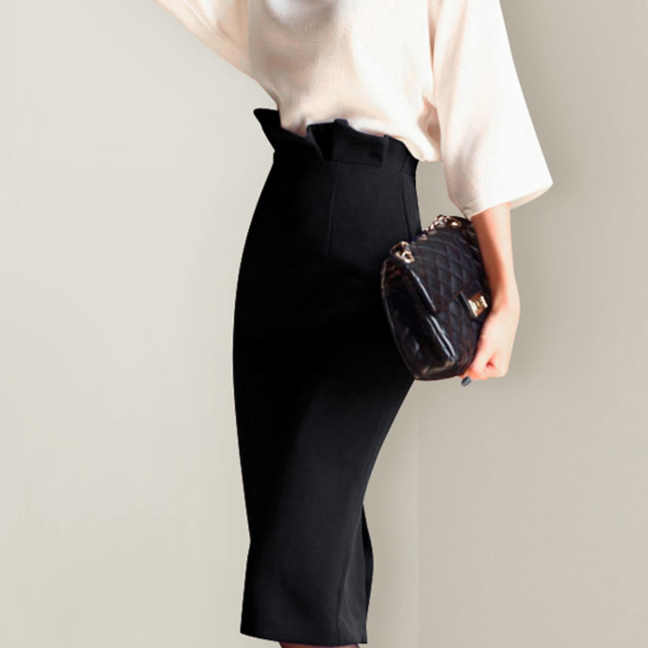 High-waist midi tight skirt L00635