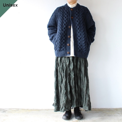 HARVESTY  ハンドニットカーディガン Cable Knit Cardigan / A62201　（Navy）