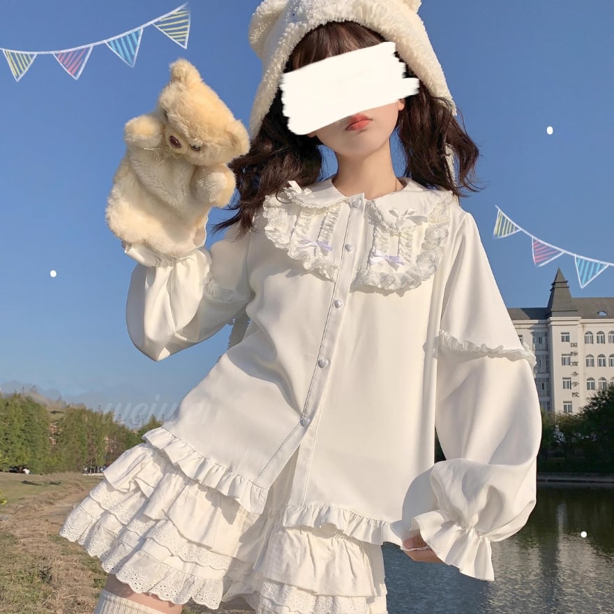 Amazon | [UpdateClassic] ブラウス シャツ ロリータ レース