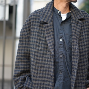 EVAN KINORI(エヴァン キノリ) / Big Coat Heavy Brused Wool Check -Olive/Black-