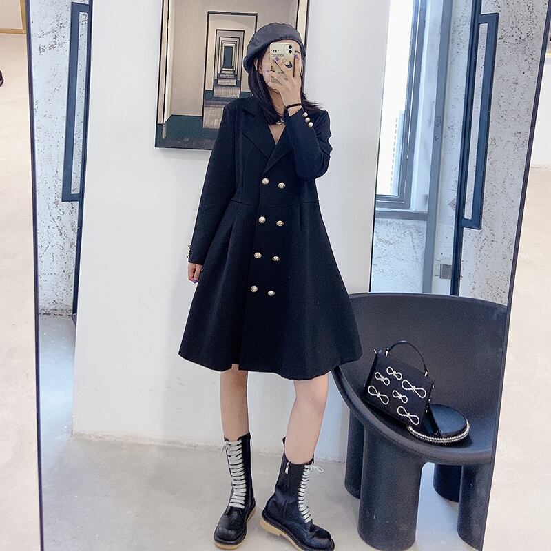 ジャケット コート ダブルブレストスリムドレス 大きめサイズ ミックスインファッション98894203982