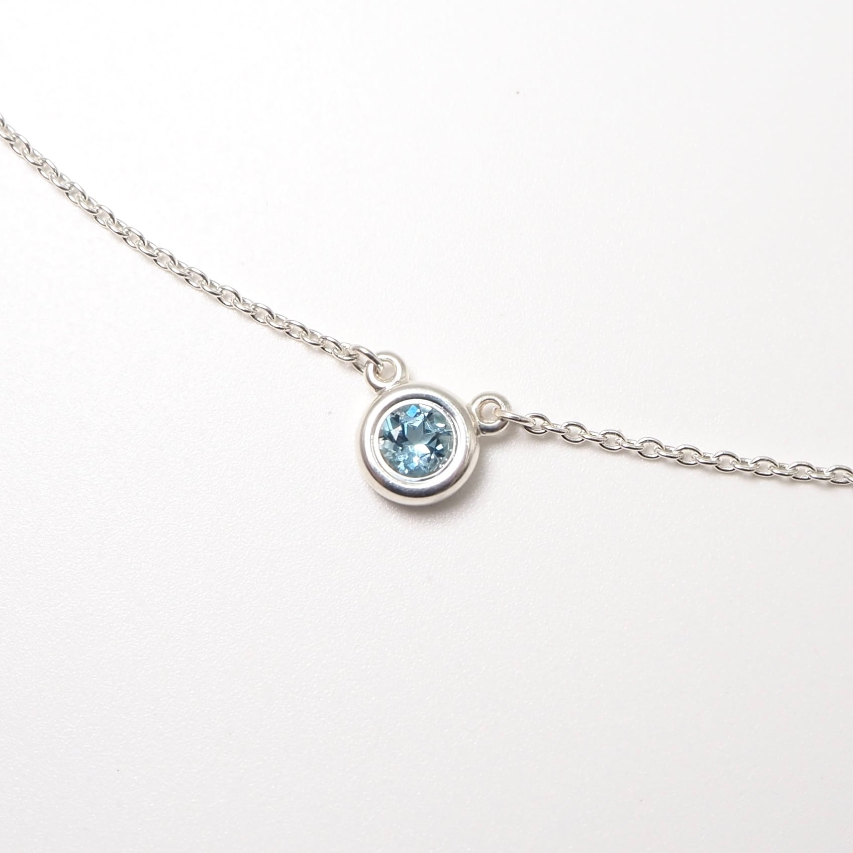 Tiffany&Co. カラー バイザヤード ネックレス アクアマリン シルバー
