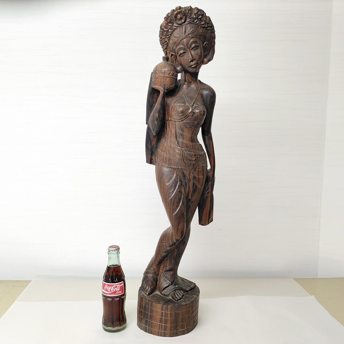 バリ島・木彫り女性像・置物・インテリア・No.230327-39・梱包サイズ 