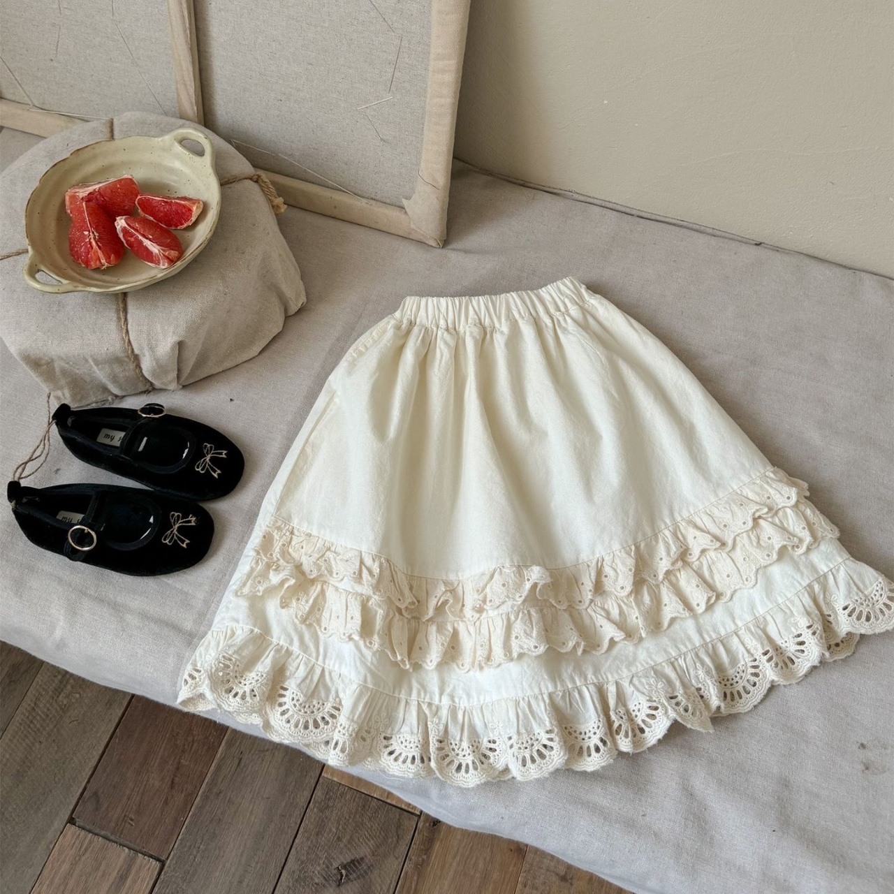 秋おしとやかレース切替えスカート