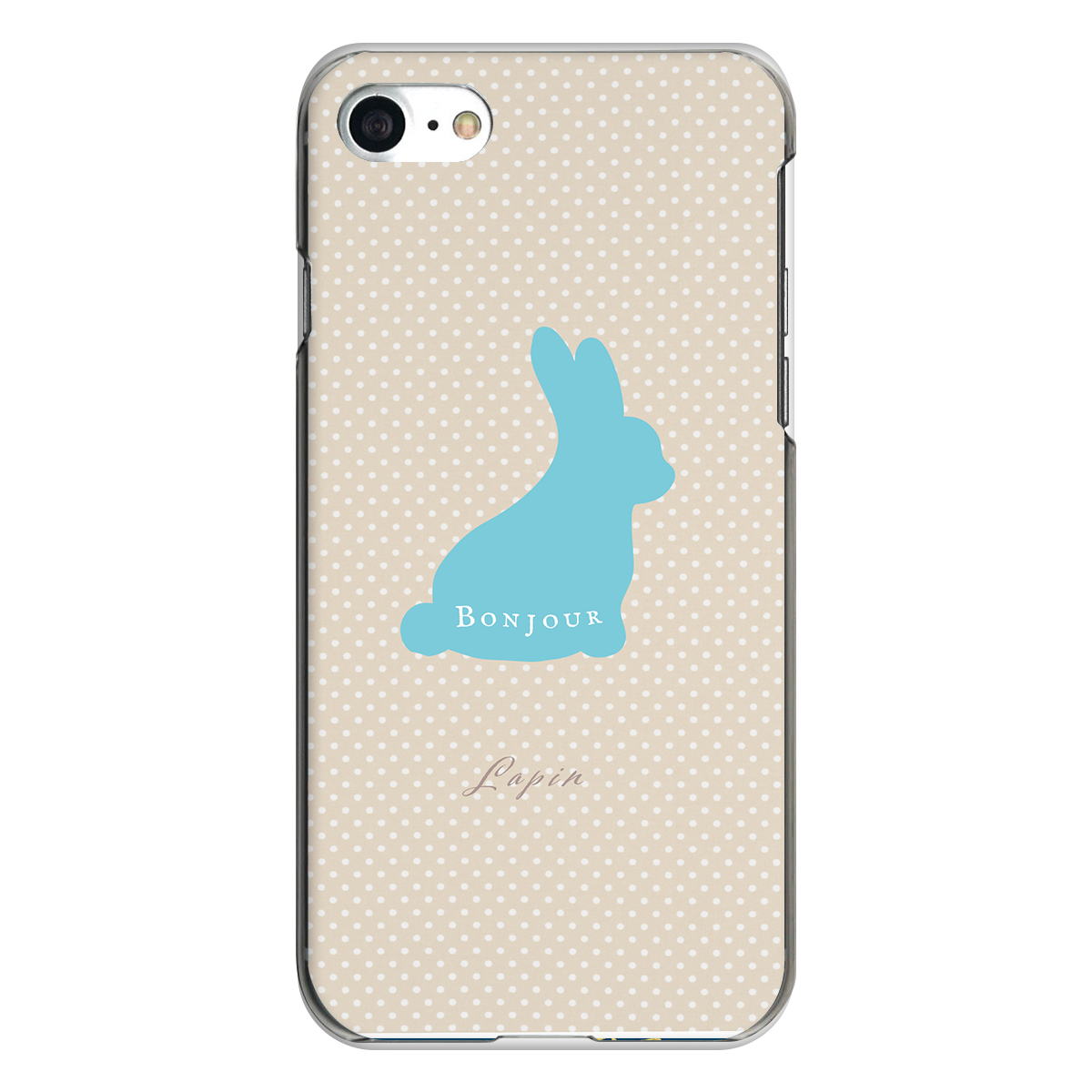 iPhone対応 スマホ ハードケース クリア ドット うさぎ ベージュ 動物 【iPhone17 / iPhone16e / AQUOS / Xperia 他 iPhone / Android ほぼ全機種対応】 |desr2970