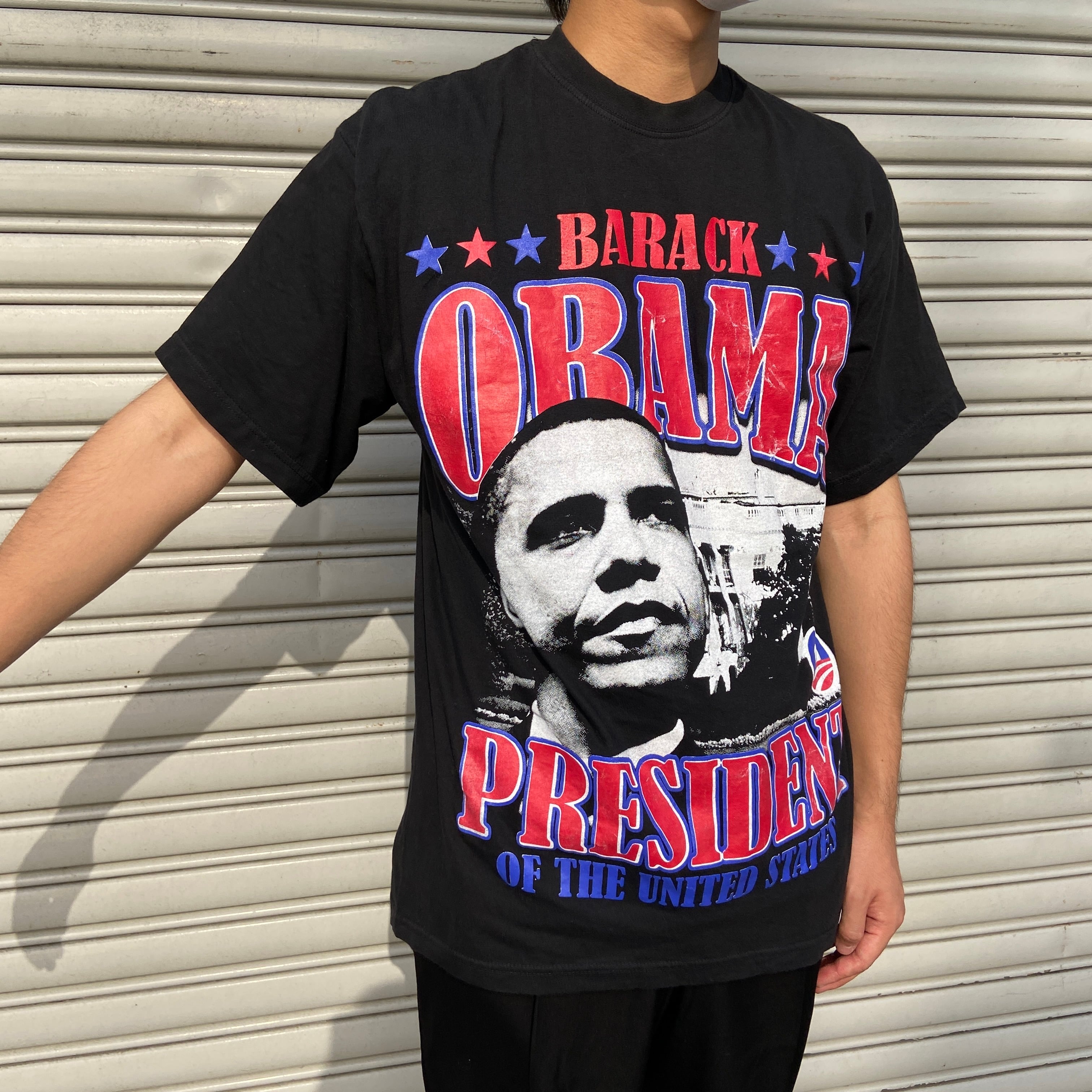 送料無料』オバマ大統領 プレジデントTシャツ メンズL シカゴ 黒 