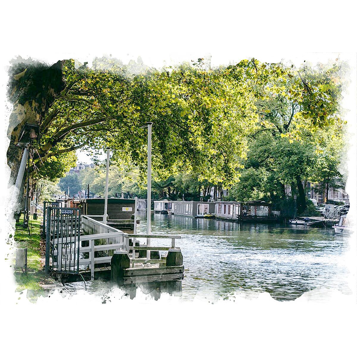 油彩風景画 ダークブラウン額縁 （絵画 フランス 風景画(街並み) サン 