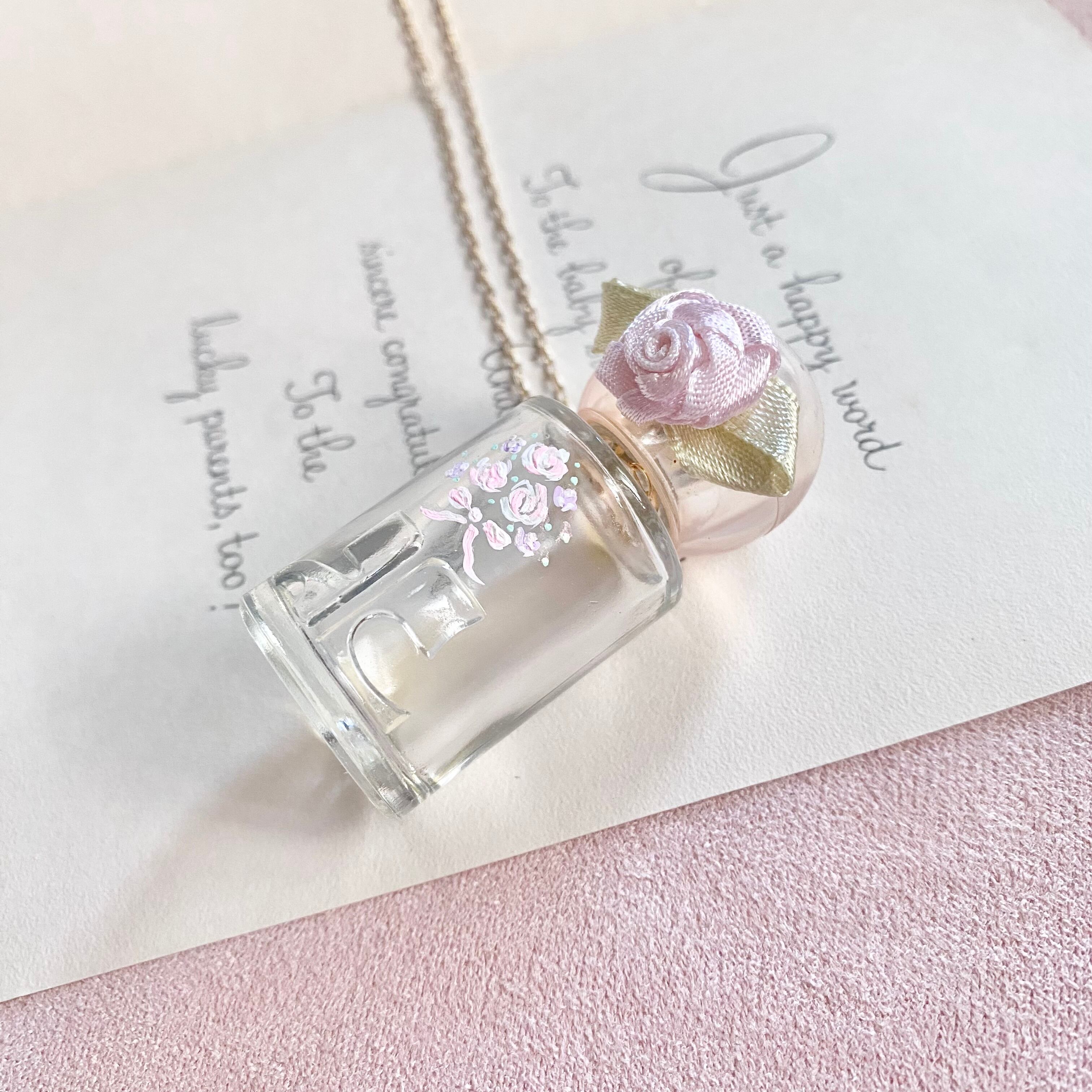 (花束の思い)Hand painted perfume neckless ペイント香水瓶ネックレス