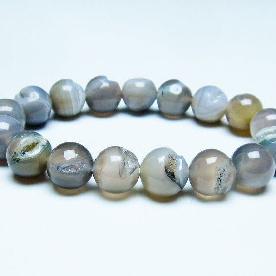 アゲート 笑口ブレスレット 12mm 一点物 メール便可 [M便 1/10] 111-39593