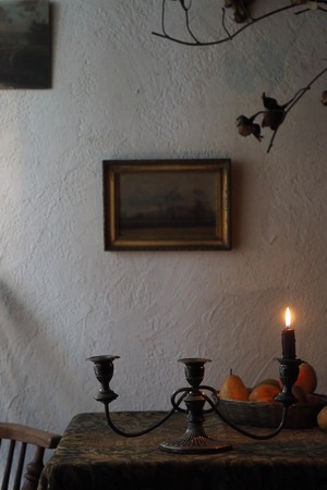 3灯キャンドルスタンドひとつ-antique single silver plate candle stand