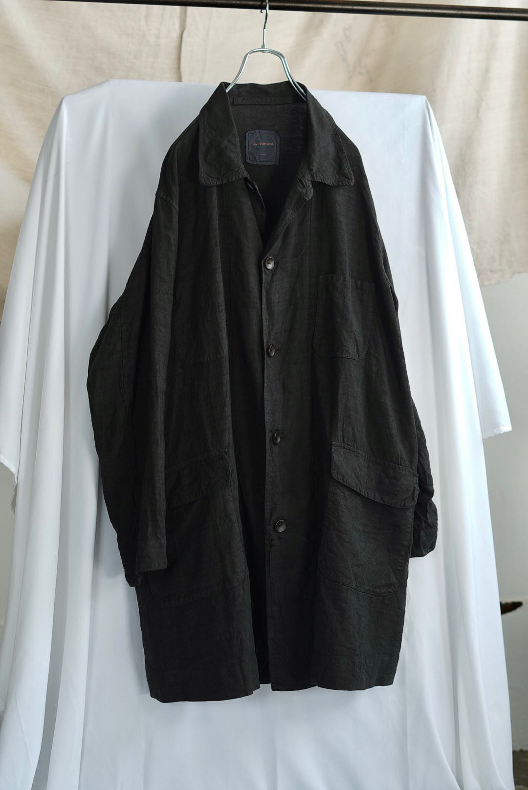 CHEZ VIDALENC - COAT MALBO - ANTIC LINEN / BLACK