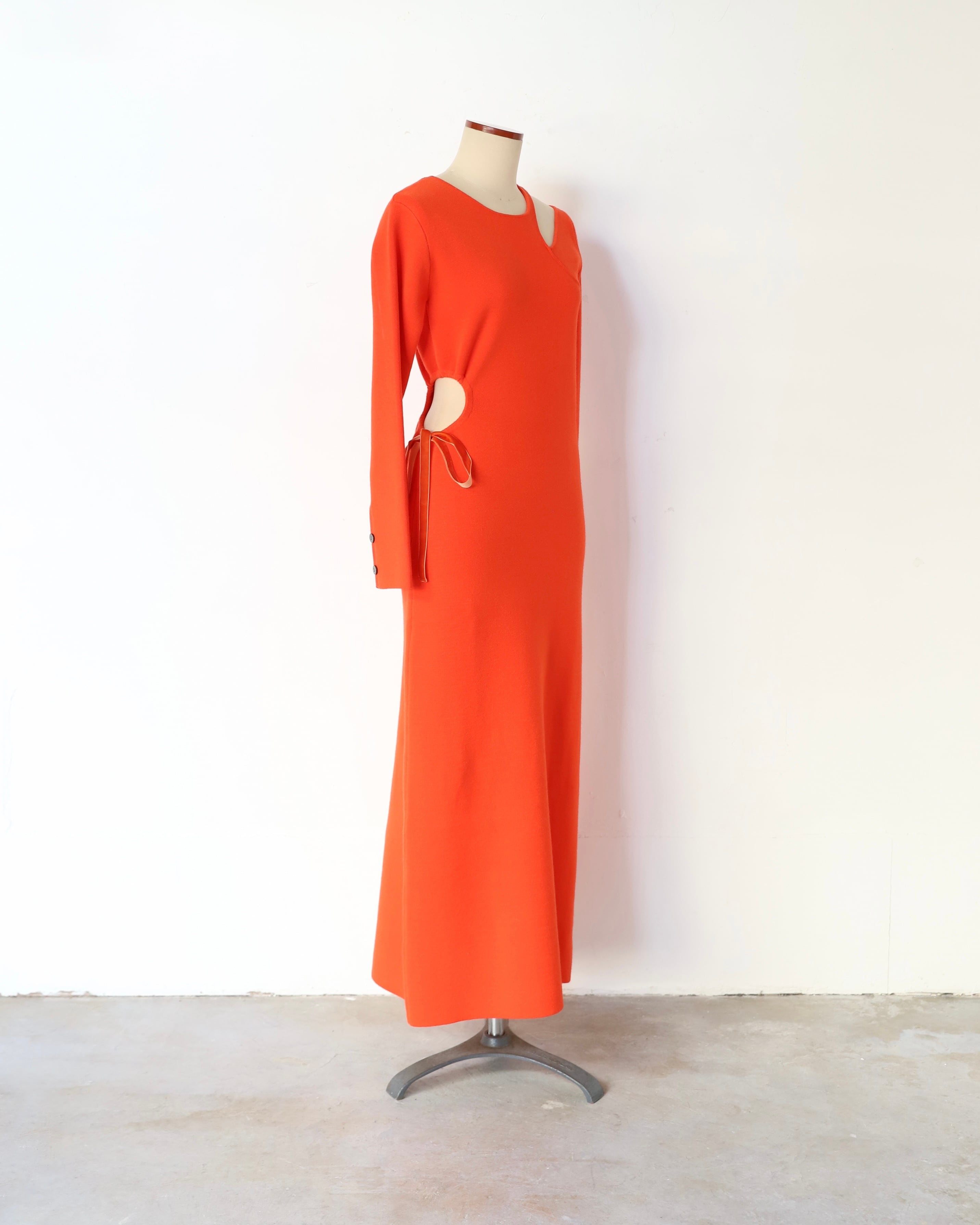 Art Knit Dress/アートニットドレス-Black＆Valencia Orange | AMBERGLEAM