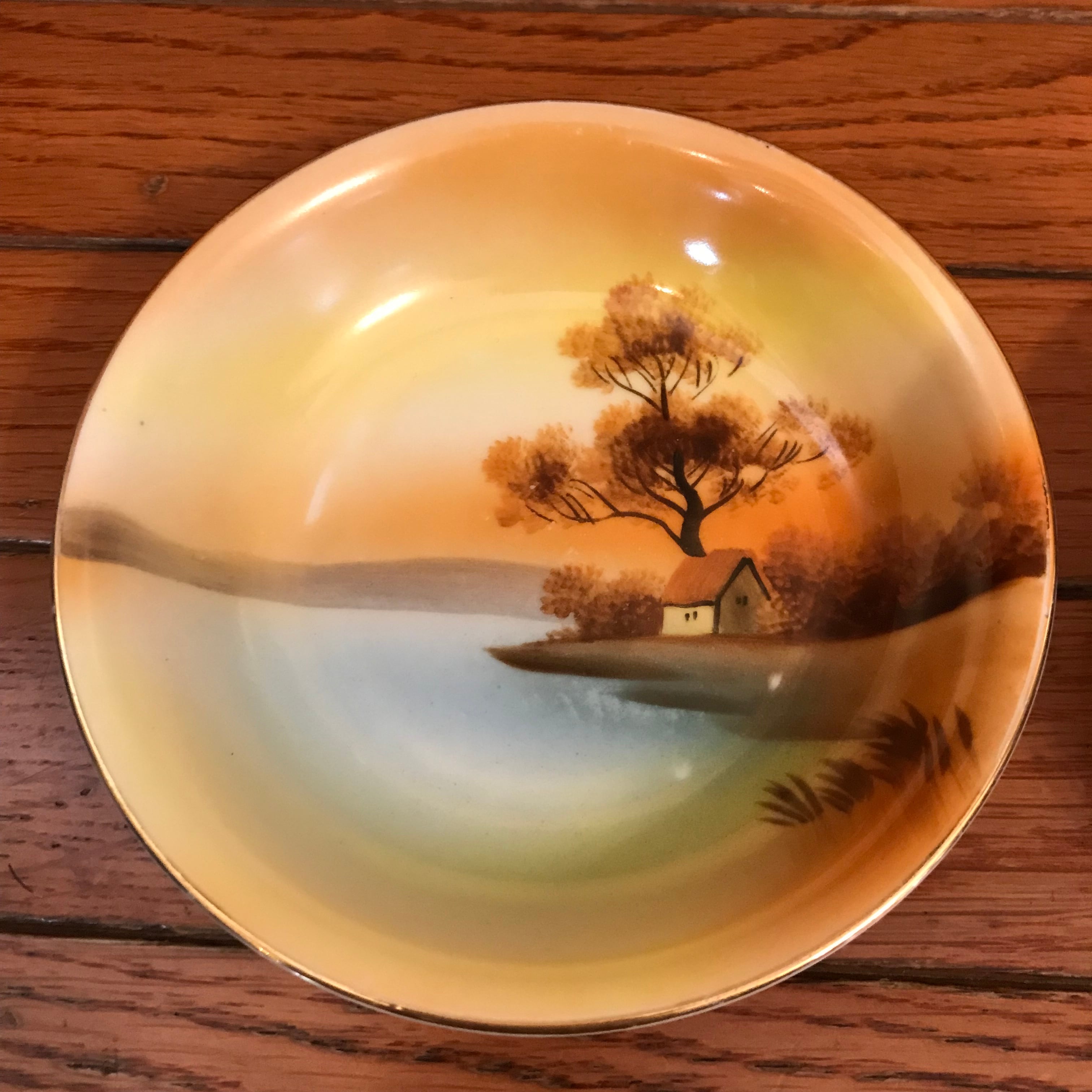 オールドノリタケ 小皿プレート 2点セット 金彩風景図案 Old Noritake ...