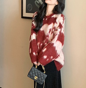 Retro contrast mohair sweater S20