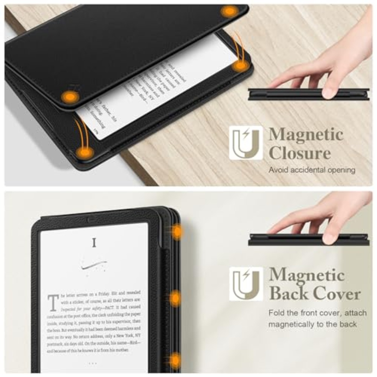 Fintie for Kindle Paperwhite/Colorsoft シグニチャーエディション/Paperwhite 第12/11世代/Kindle Colorsoft 第1世代 専用保護ケース 2025/2024/2021年発売 7 / 6.8インチ 軽量 薄型 マグネット機能 オートスリープ スタンド機能 PUレザー ハンドストラップ付き カード入れ 保護カバー(ブラック)
