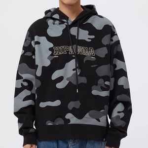 SALE 送料無料【HIPANDA ハイパンダ】男女兼用 カモフラージュ フーディー スウェット / UNISEX CAMO PRINT HOODIE SWEAT SHIRT / BLACK