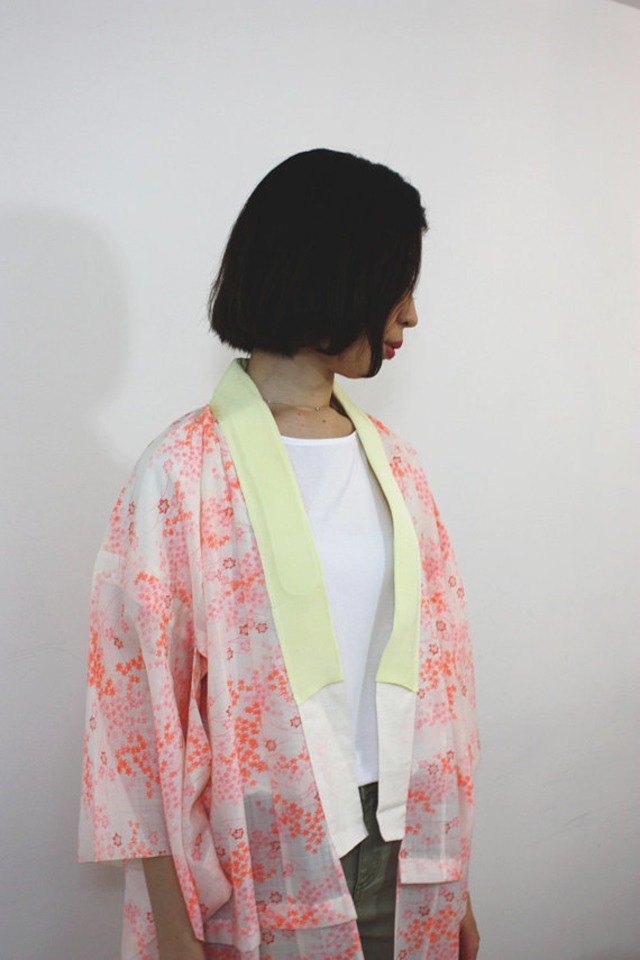 Light pink maple design vintage kimono cardigan (juban) // In A Kimono |  InAKimono