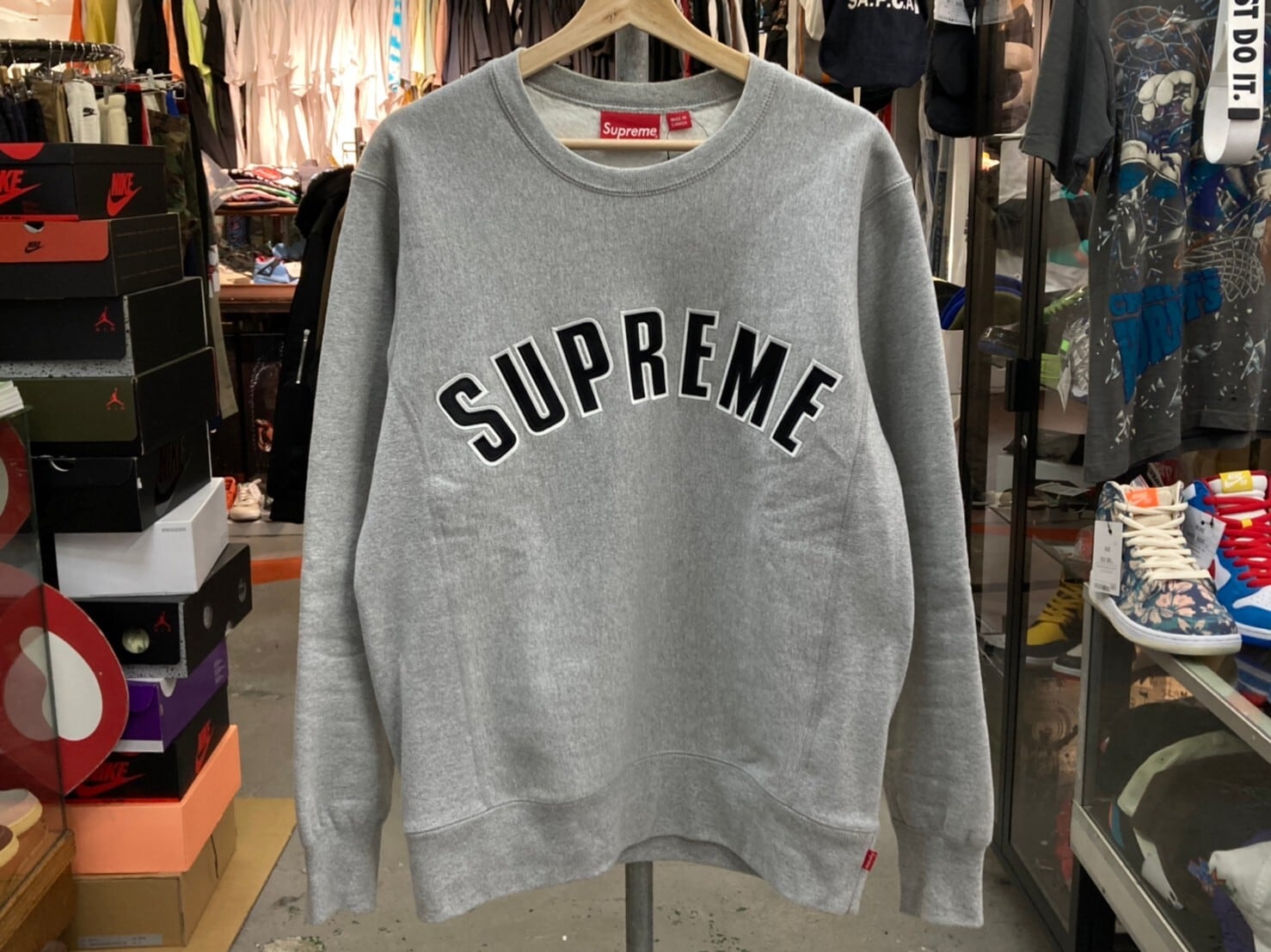 Supreme ARC LOGO CREWNECK HEATHER GREY MEDIUM 60KK1483 | BRAND  