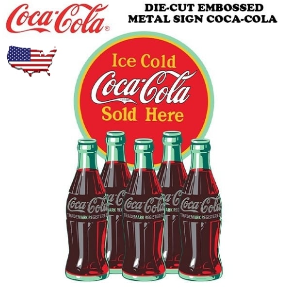 海外直輸入】ダイカット エンボス メタルサイン COCA-COLA ICE COLD