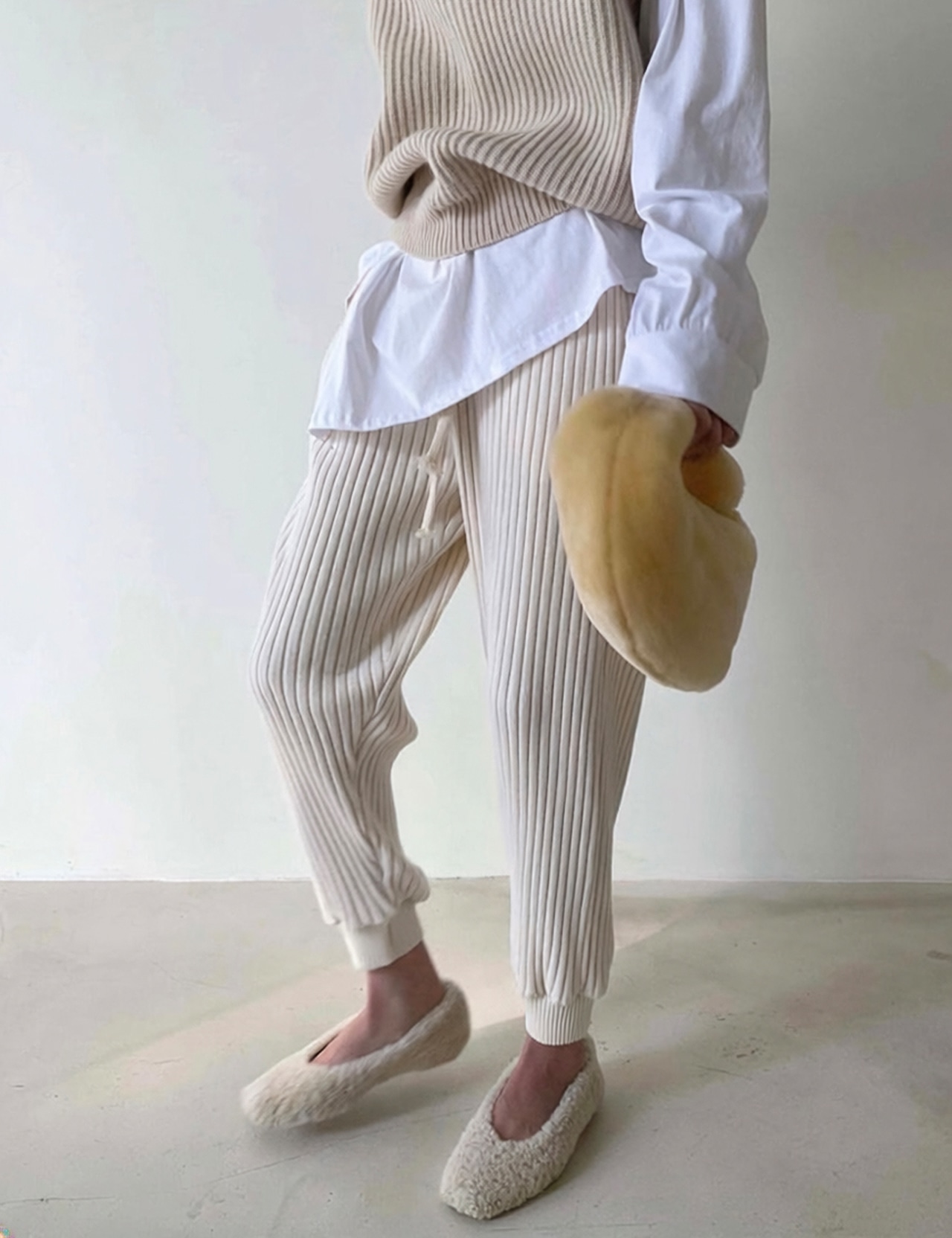 【新作5%OFF・3日間】Chunky Rib-knit Joggers_2colors
