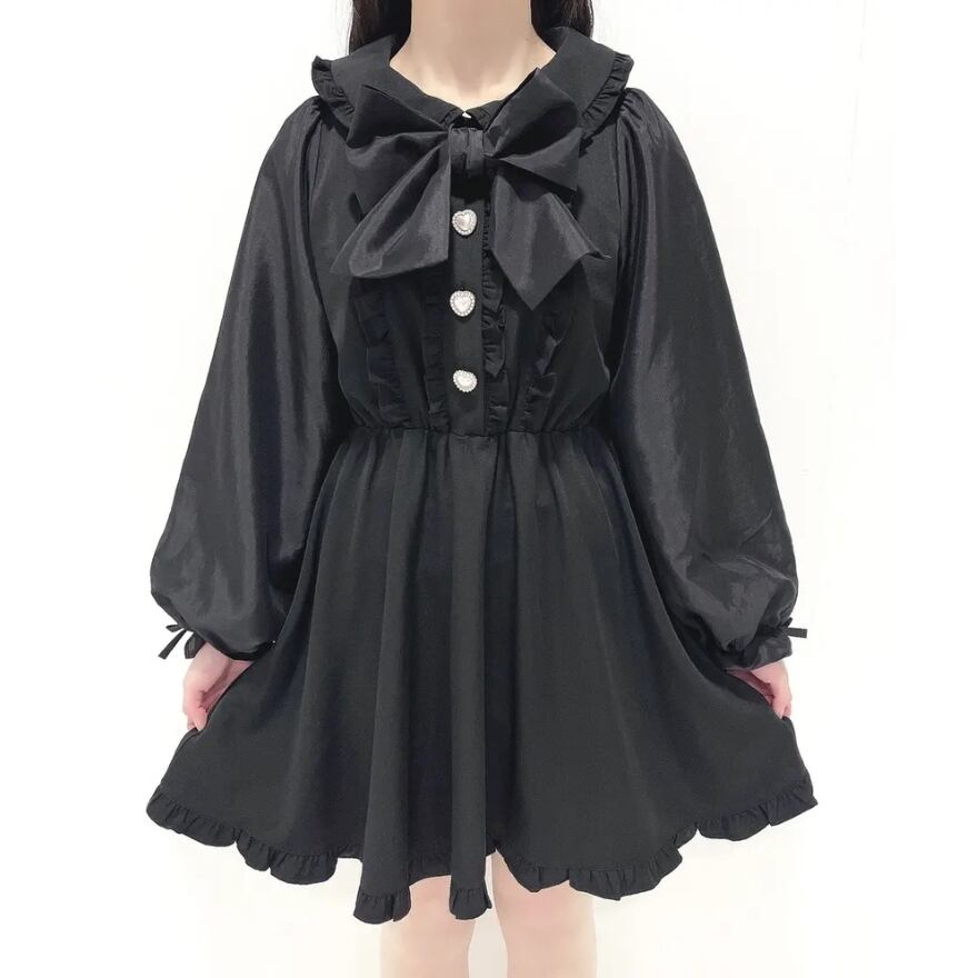 サブカル 服 地雷系 通販 ワンピース フリーサイズ ソフトロリータ リボン フリル 普段使い