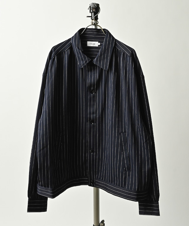 ATELANE Pinstripe gathered jacket (GRY) 26A-13050