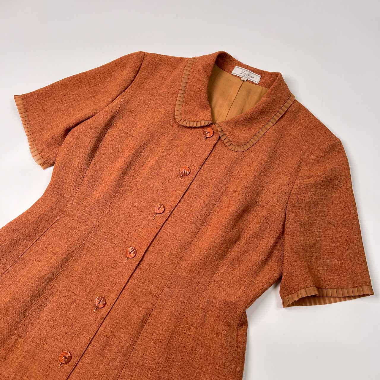 Leilian レリアン フリル 半袖 ロング ワンピース サイズ 9 /レディース/日本製/テラコッタカラー系