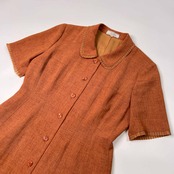 Leilian レリアン フリル 半袖 ロング ワンピース サイズ 9 /レディース/日本製/テラコッタカラー系