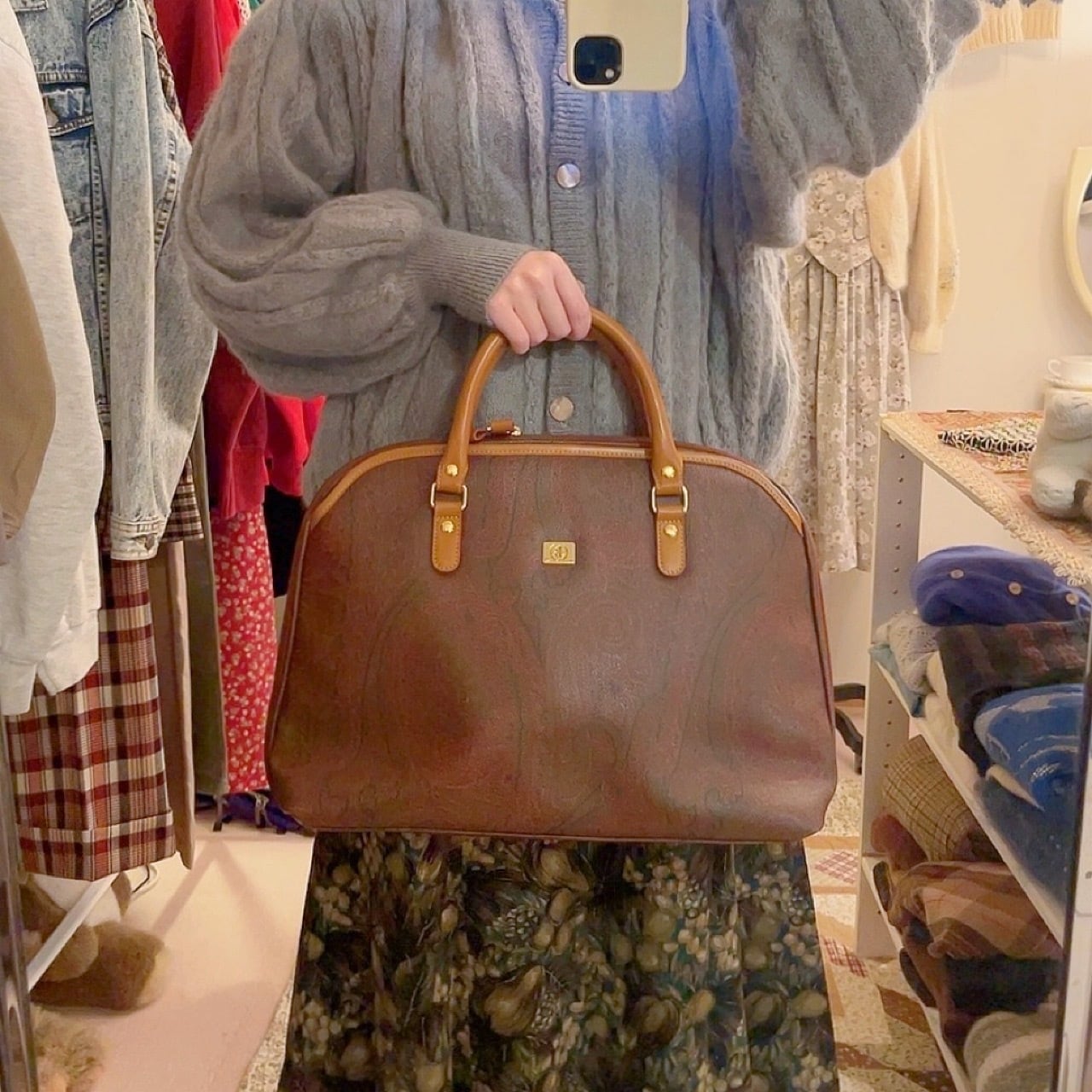 dark red paisley boston bag