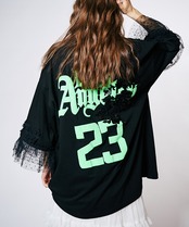 フリルスリーブ23プリントルーズTシャツ (BLACK) 　CQ-48130