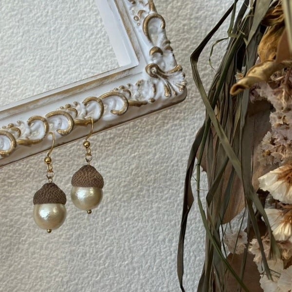 cu-mu クム 本物のどんぐり帽 時を閉じ込めたピアス 中 #01 DG-001