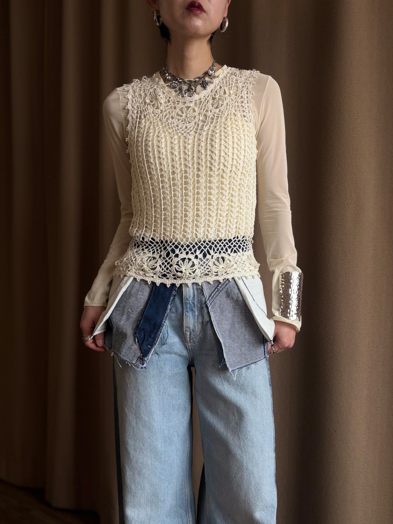 floral design crochet tops-5164-2