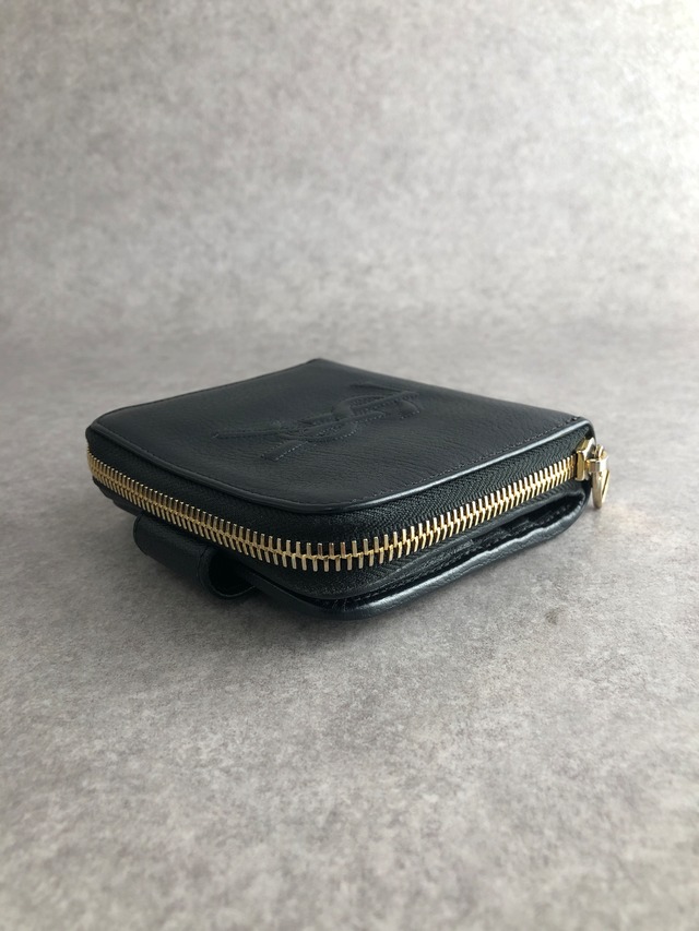 Yves Saint Laurent イヴ・サンローラン 財布 ブラック YSL レザー ２つ折り vintage ヴィンテージ オールド xjddhr
