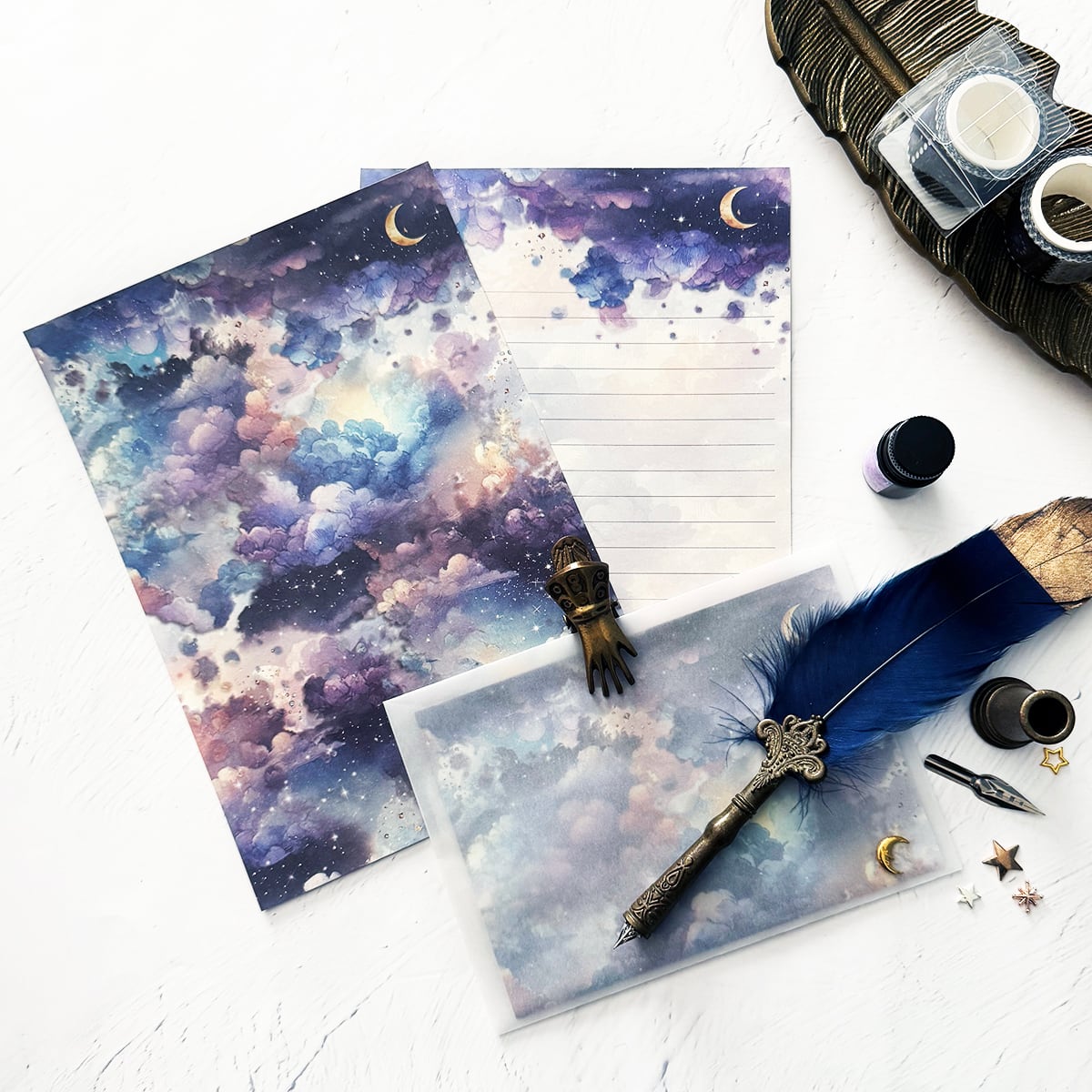 【レターセット・便箋】三日月と星空のしずく レターセット