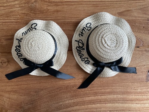 【即納】ロゴ刺繍ひらりん麦わら帽子