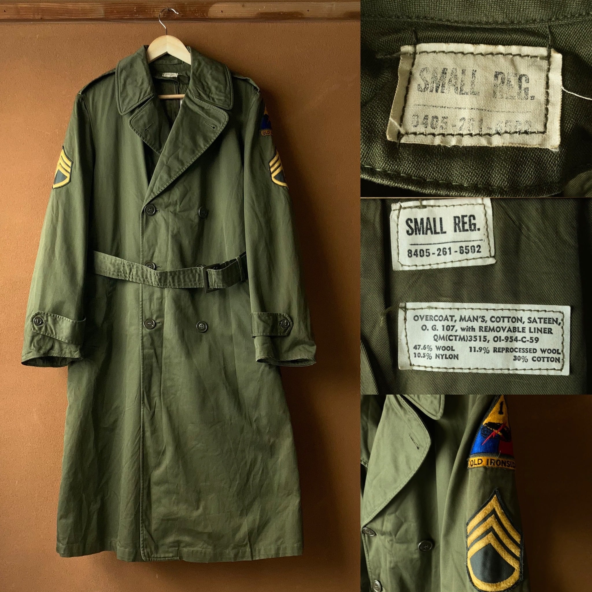 1950's M-1951 トレンチコート ARMY GREEN ワッペン、ベルト