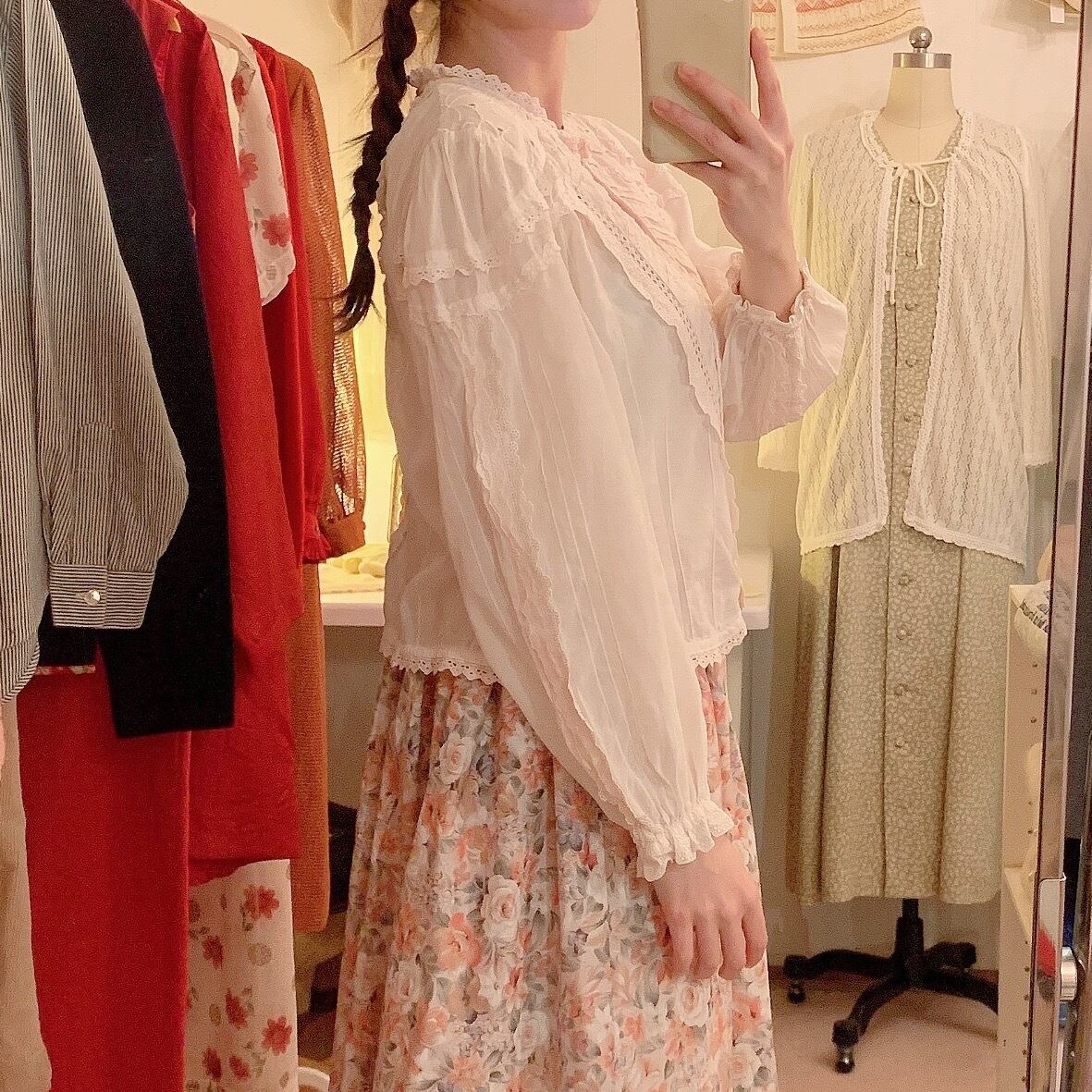 blossom pink cotton lace blouse