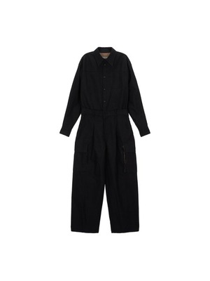 [MATIN KIM] UTILITY BUTTON UP JUMPSUIT IN BLACK