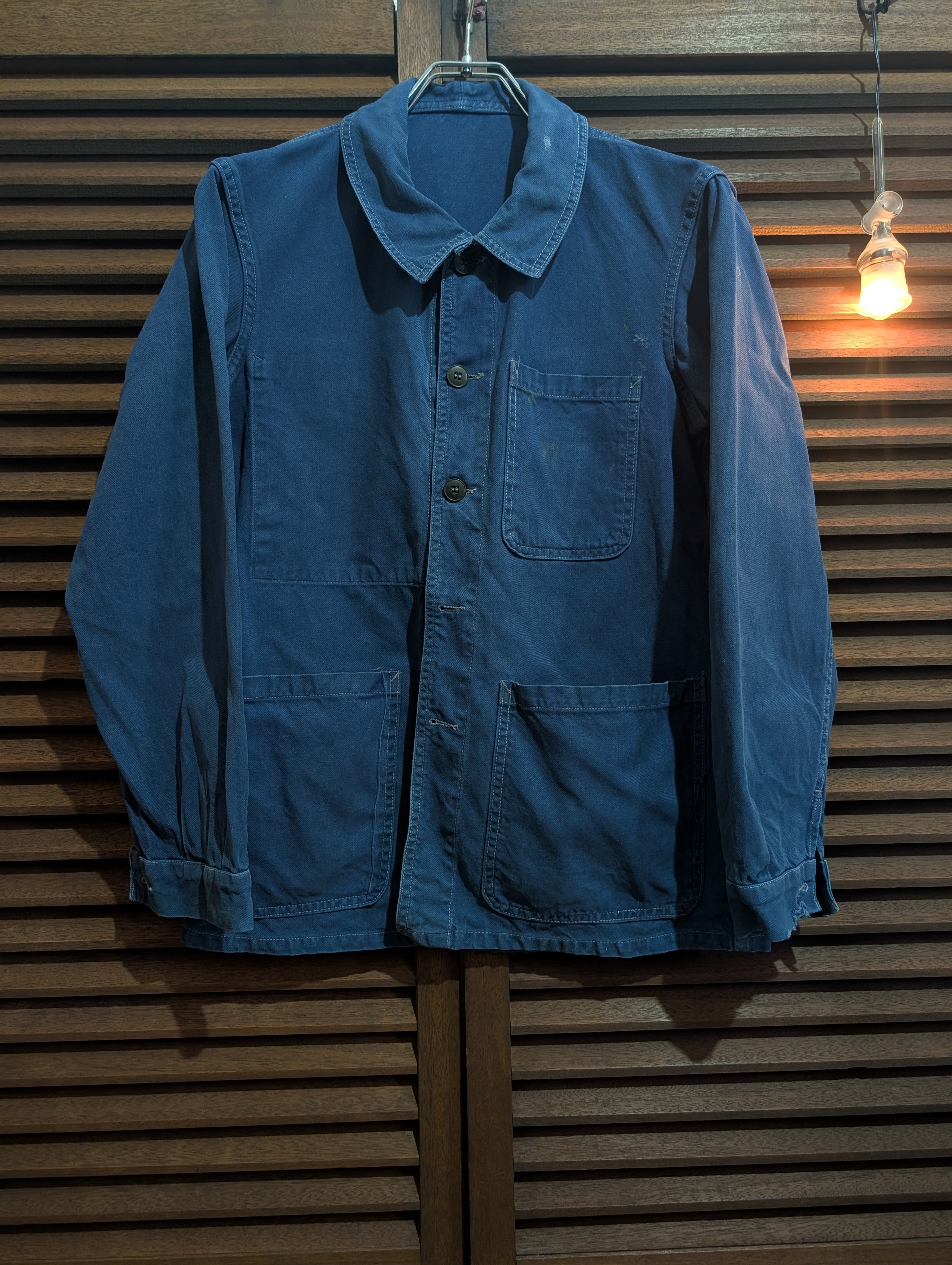 60-70s France Military CottonTwill Work Jacket Gray Stetch