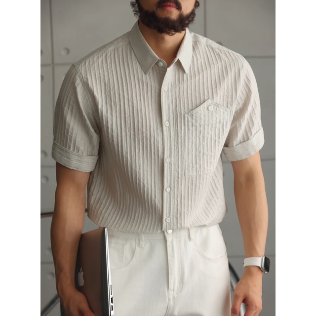 バブルテクスチャ半袖シャツ 225498